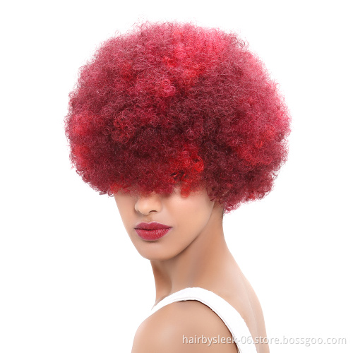 Rebecca Brazilian Remy Hair Short Wigs Afro Kinky Curly 100% Human Hair Wigs For Women Red Color Cheap Wigs Wholesale
